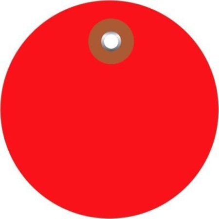 BOX PACKAGING Plastic Circle Tags, 2" Dia., Red, 100/Pack G26070